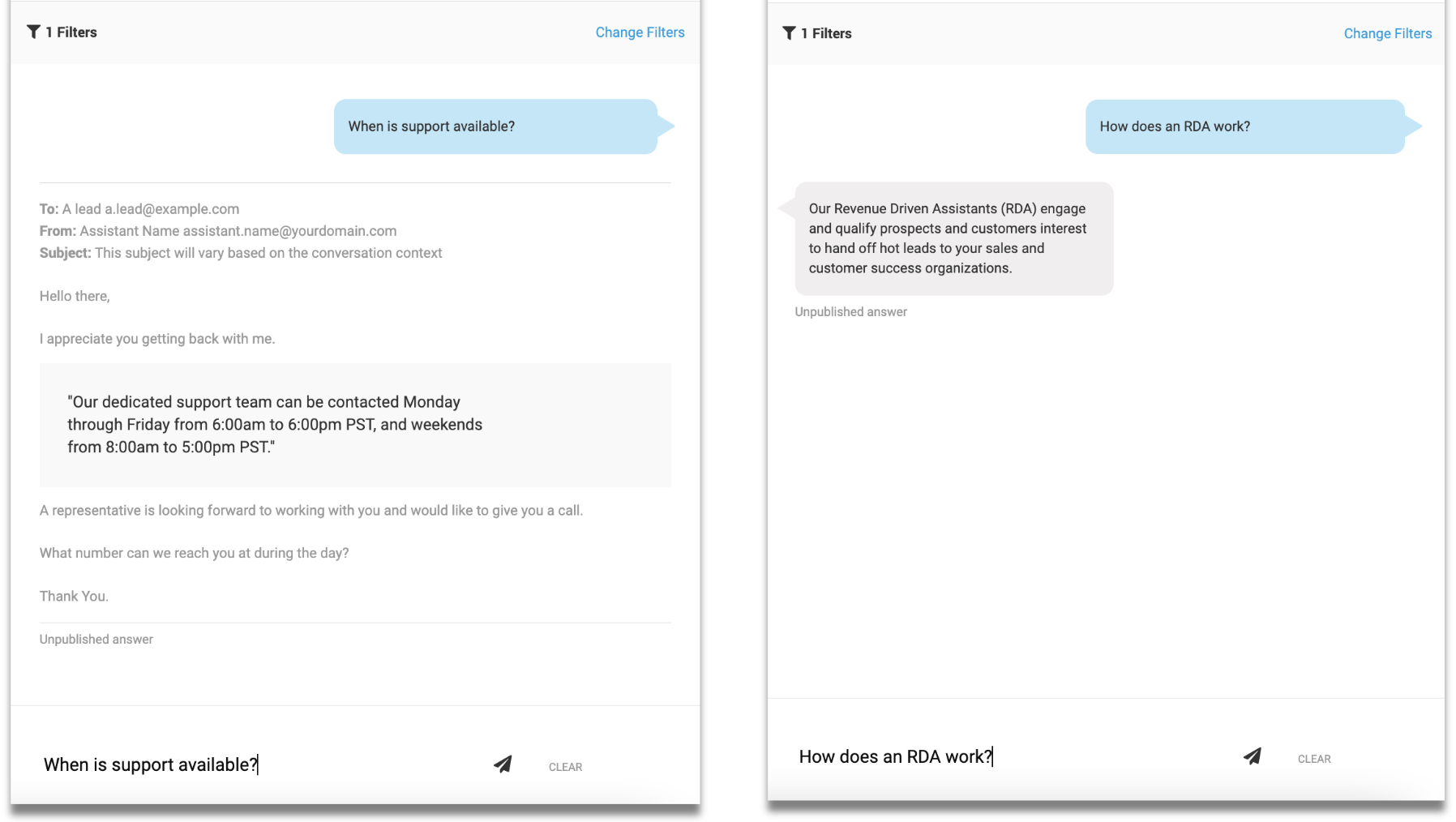 Conversica Answers v2 allows you to customize answers for your Revenue Digital Assistant to deliver