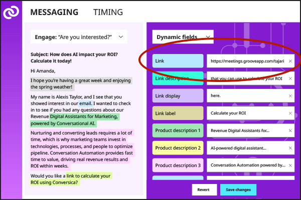 Conversation Editors allows for calendar links