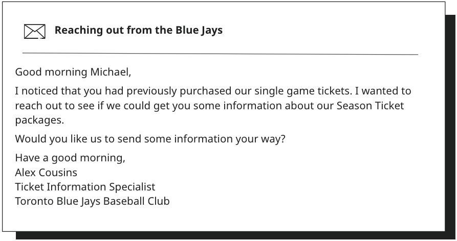 Toronto Blue Jays Upgrade to Season Ticket conversation